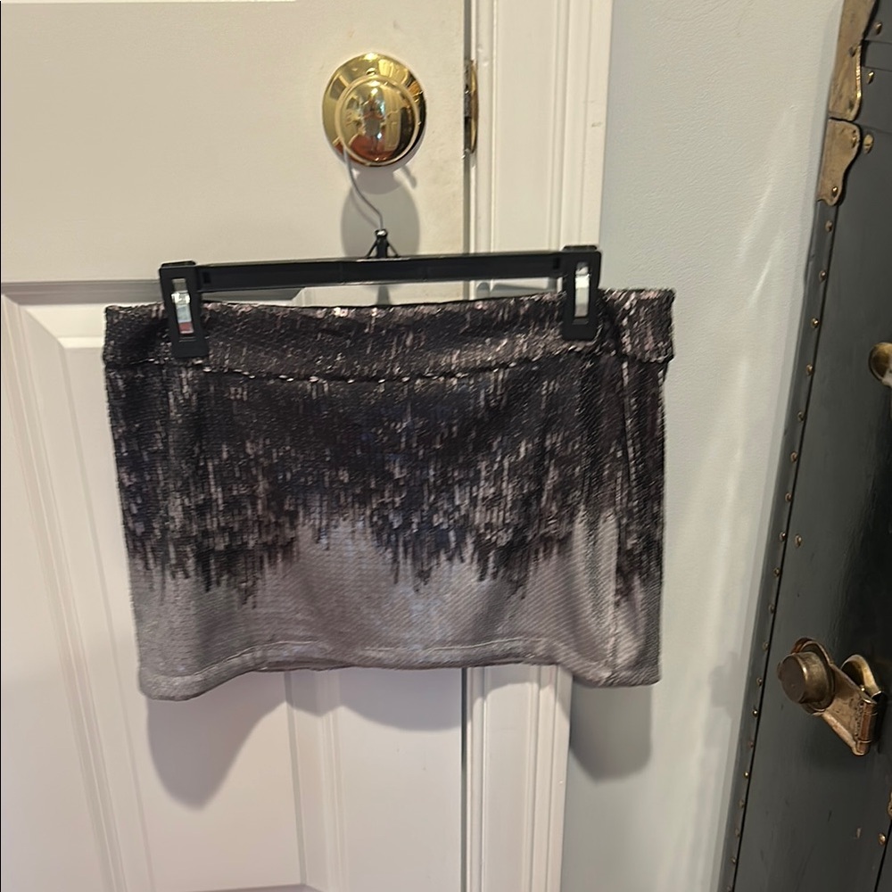 Silver and Black Sequin mini skirt